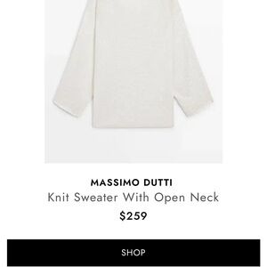 Massimo Dutti Cream Knit Crew Neck Sweater